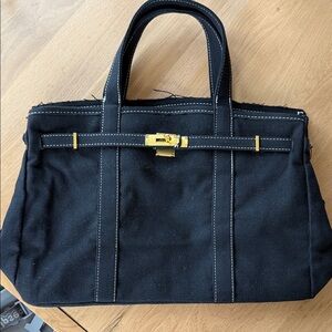 “Boatkin” Black Canvas Tote Bag